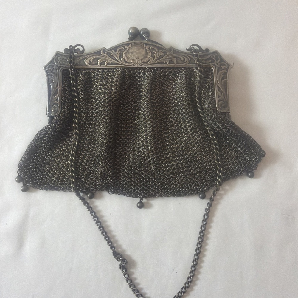 Victorian Antique German Silver Chain Link Mesh Purse/Handbag